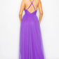 Pleated Mesh Slit Maxi Dress
