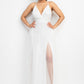 Pleated Mesh Slit Maxi Dress