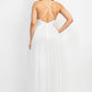 Pleated Mesh Slit Maxi Dress