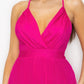Pleated Mesh Slit Maxi Dress