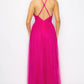 Pleated Mesh Slit Maxi Dress