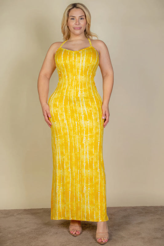 Women's Plus Size Tie Dye Printed Cami Bodycon Maxi Dress
