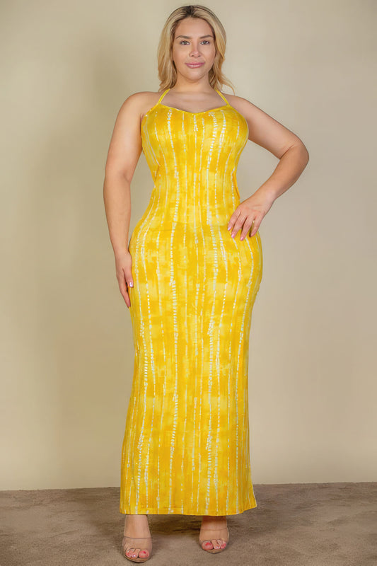 Women's Plus Size Tie Dye Printed Cami Bodycon Maxi Dress