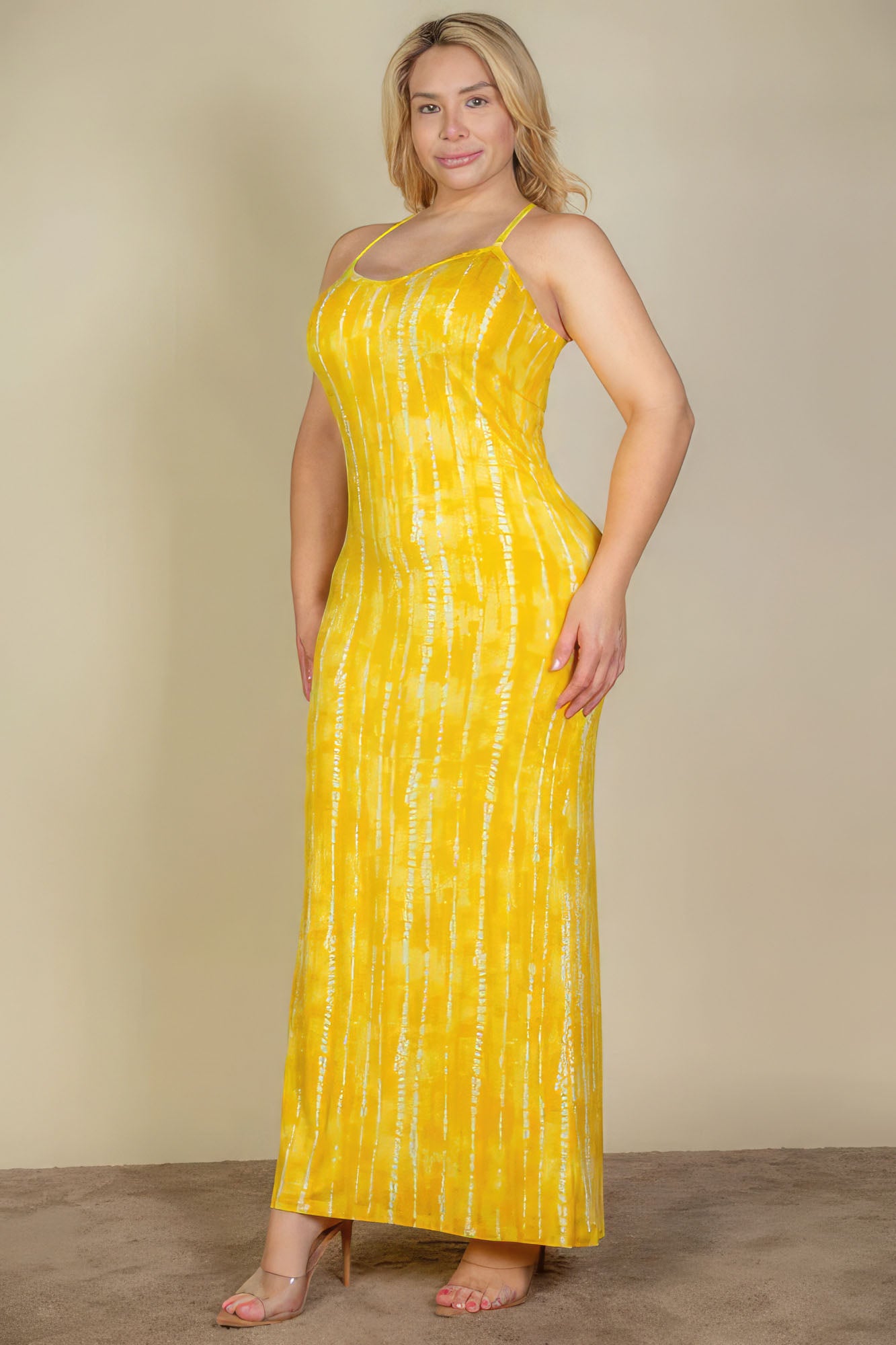 Women's Plus Size Tie Dye Printed Cami Bodycon Maxi Dress