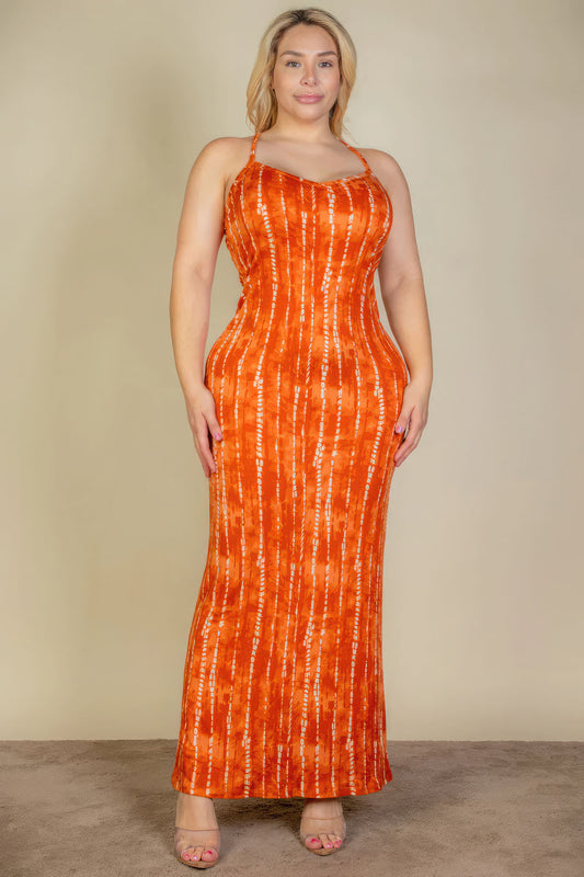 Women's Plus Tie Dye Printed Cami Bodycon Maxi Dress