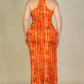 Women's Plus Tie Dye Printed Cami Bodycon Maxi Dress