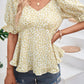 Women's V-Neck Flounce Sleeve Blouse