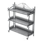 Three Tiers Folding Iron Kitchen Organizer Large Capacity Bathroom Bedroom Rack Book Shelf for Home Office