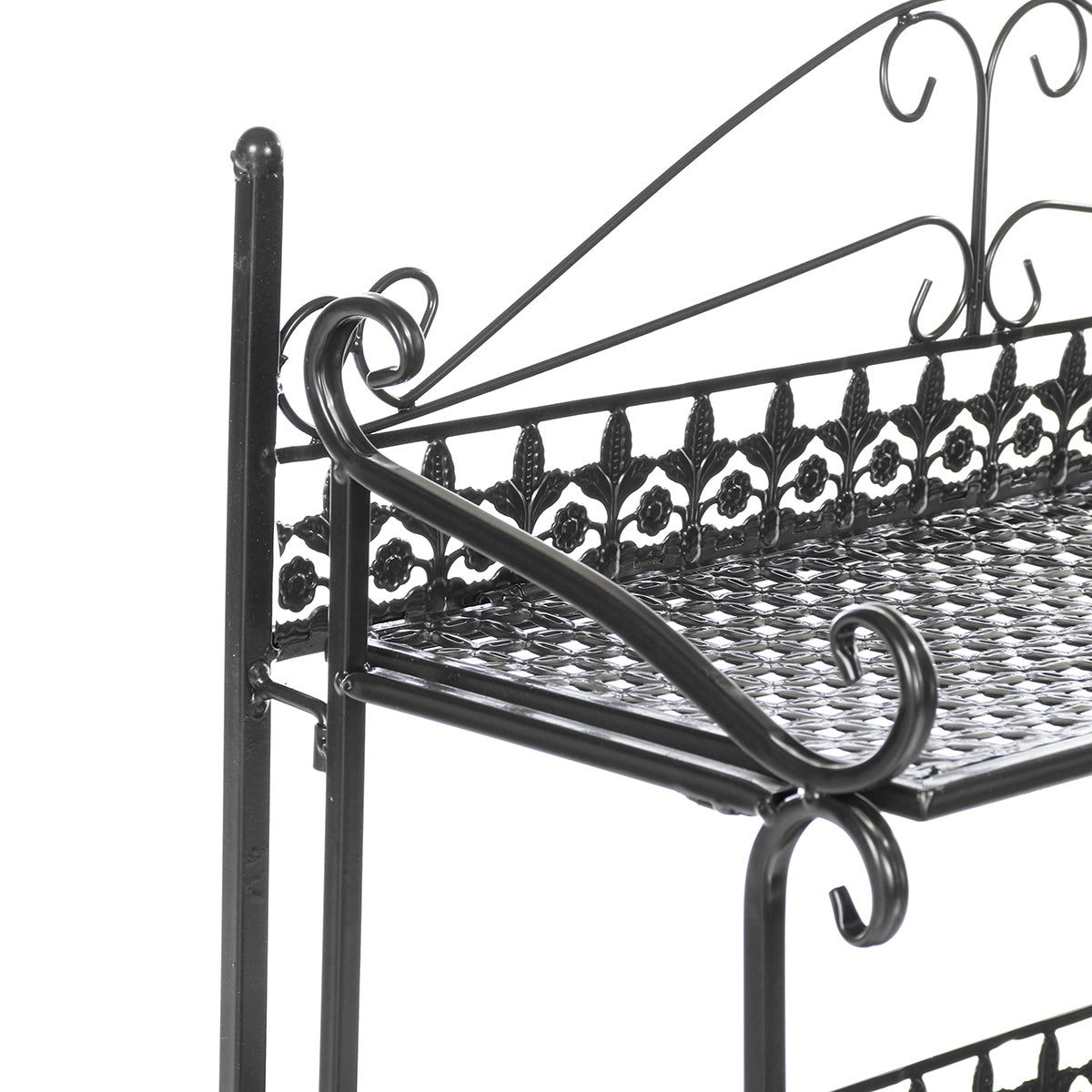 Three Tiers Folding Iron Kitchen Organizer Large Capacity Bathroom Bedroom Rack Book Shelf for Home Office