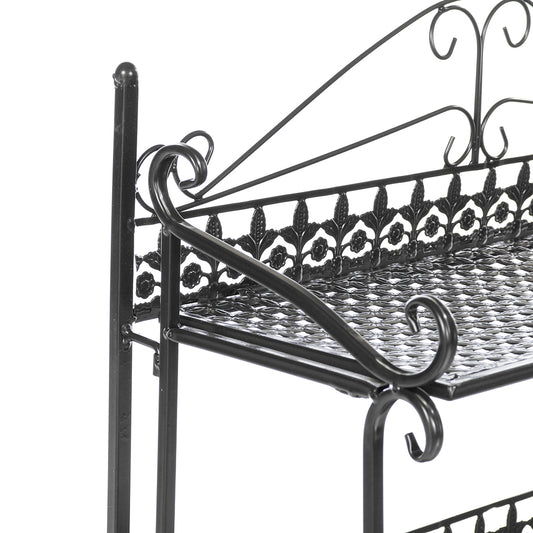 Three Tiers Folding Iron Kitchen Organizer Large Capacity Bathroom Bedroom Rack Book Shelf for Home Office
