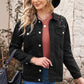 Women's Distressed Button-Up Denim Jacket with Pockets