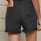 Women's Fringe Trim Distressed Denim Shorts with Pockets