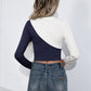 Women's Cropped Contrast Color Round Neck Short Sleeve Tee