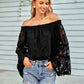 Women's Applique Flounce Sleeve Off-Shoulder Blouse