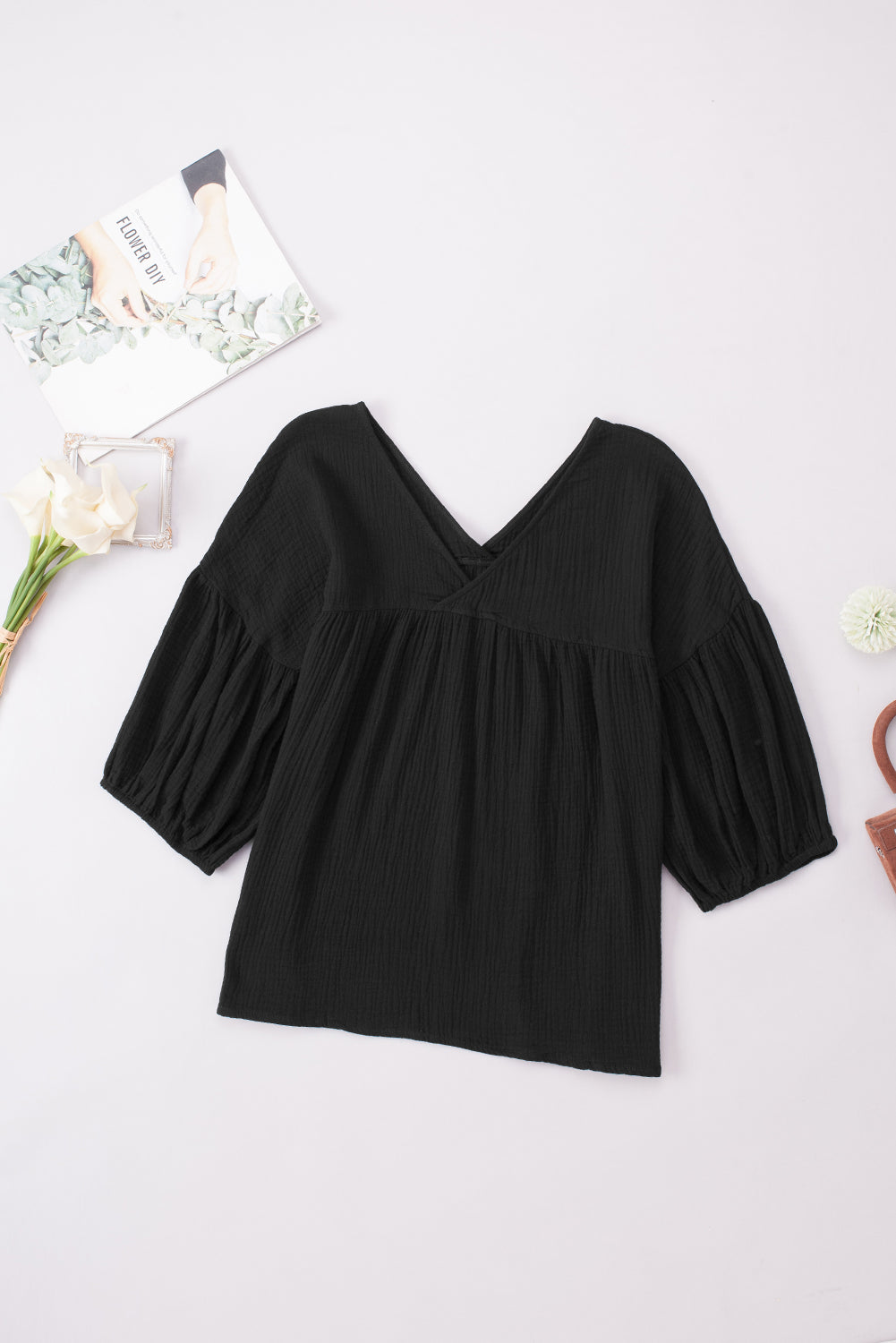 Women's Dropped Shoulder V-Neck Blouse