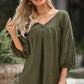 Women's Dropped Shoulder V-Neck Blouse