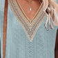 Women's Eyelet Contrast V-Neck Tee