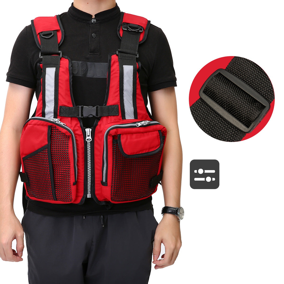 Universal Fishing Life Jacket Kayak Snorkeling Sailing Swimming Reflective Stripe Coat