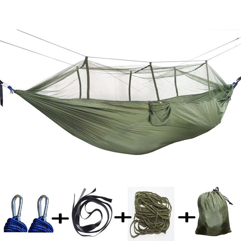 260x140cm Two Person Mosquito Hammock Camping Garden Sleeping Hanging Bed With Carabiners Storage Bag