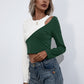Women's Cropped Contrast Color Round Neck Short Sleeve Tee