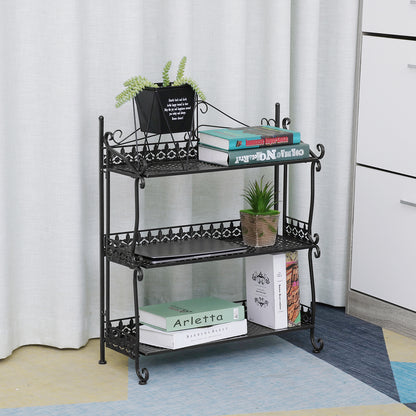 Three Tiers Folding Iron Kitchen Organizer Large Capacity Bathroom Bedroom Rack Book Shelf for Home Office