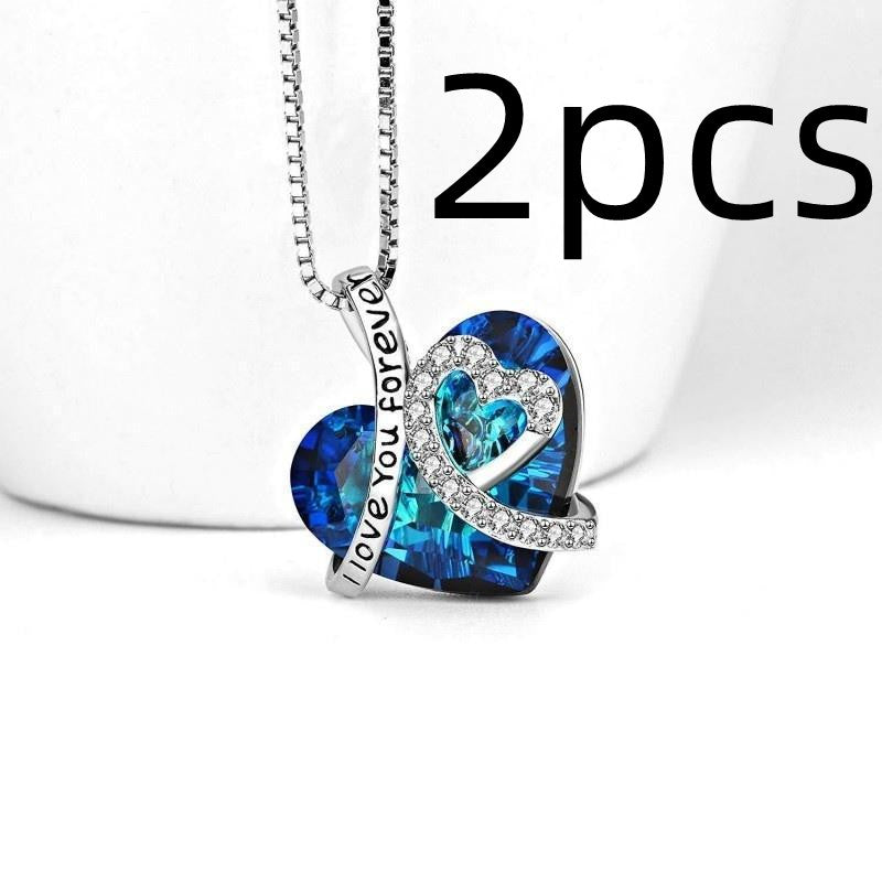 Women's Ocean Heart Peach Heart Clavicle Necklace