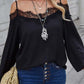 Women's Lace Trim Balloon Sleeve Blouse