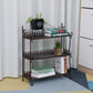 Three Tiers Folding Iron Kitchen Organizer Large Capacity Bathroom Bedroom Rack Book Shelf for Home Office