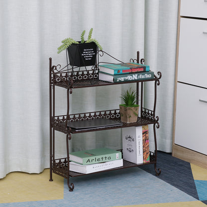 Three Tiers Folding Iron Kitchen Organizer Large Capacity Bathroom Bedroom Rack Book Shelf for Home Office
