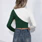 Women's Cropped Contrast Color Round Neck Short Sleeve Tee