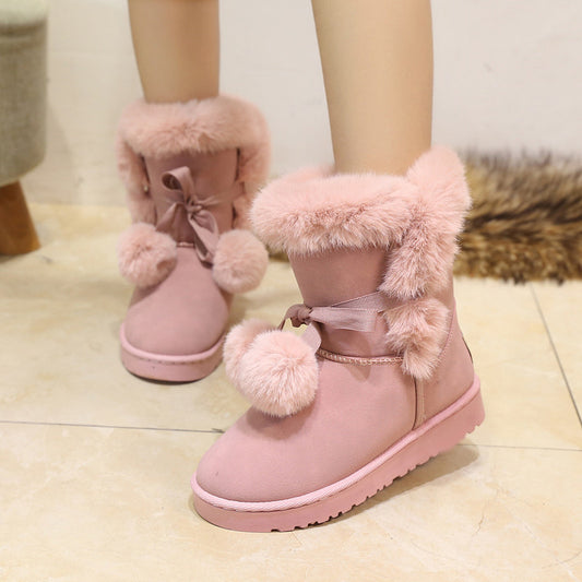 Teens Women's Casual Velvet Warm Short Tube Boots