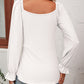 Women's Tie Front V-Neck Puff Sleeve Blouse
