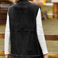 Women's Sleeveless Collared Neck Denim Vest with Pockets