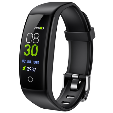 Men's Black IP67 Waterpoof Heart Rate Sleep Monitor Brightness Control USB Charging Smart Watch