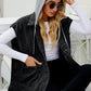 Women's Hooded Sleeveless Denim Top with Pockets