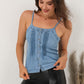 Women's Pleated Detail Buttoned Denim Cami
