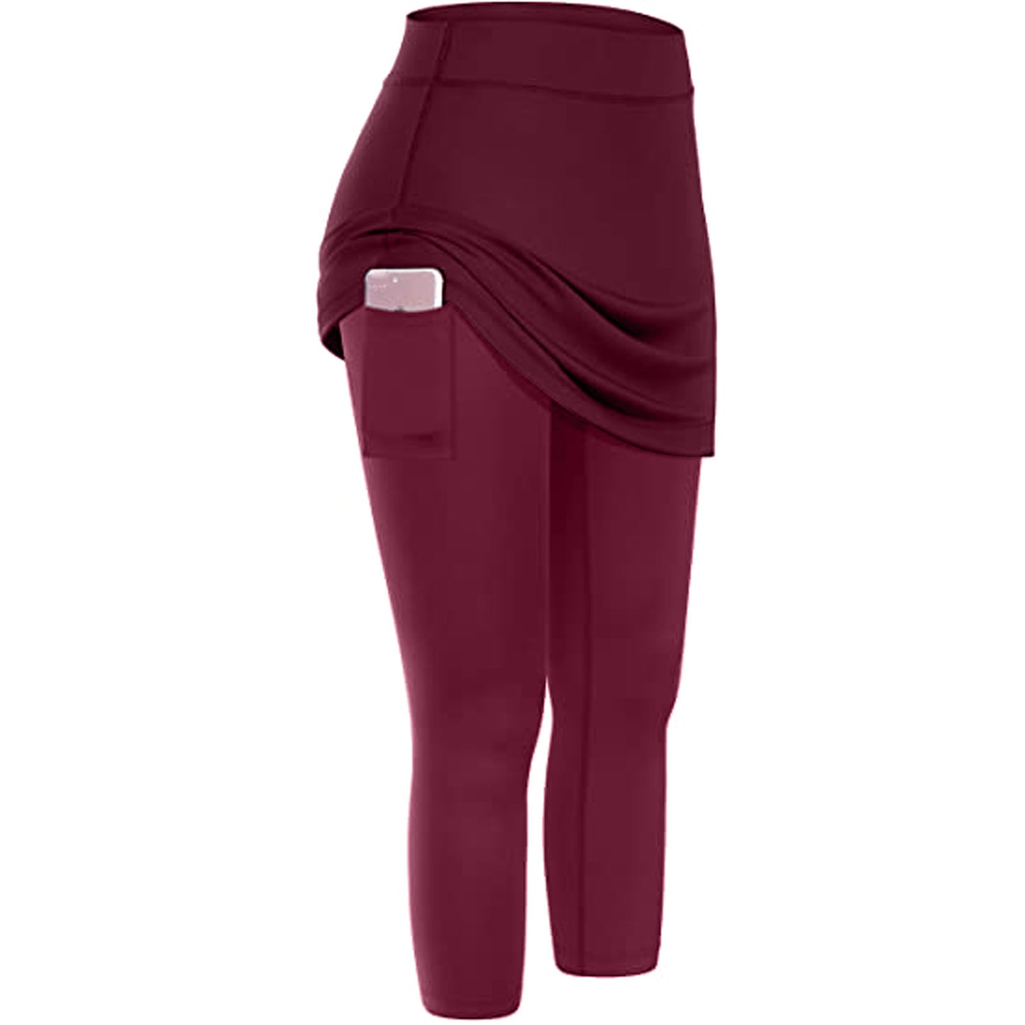 Women Skirted Leggings with Cell Pocket Yoga Fitness Workout Sports