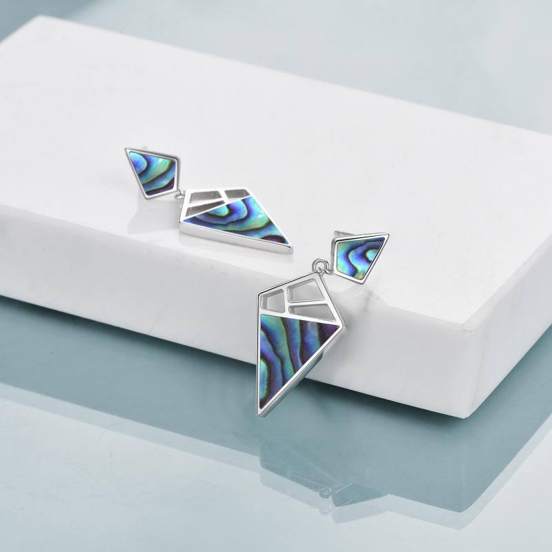 Women's 925 Sterling Silver Geometric With Opal Dangle Drop Stud Earrings Women Girls