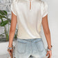 Women's Round Neck Petal Sleeve Top