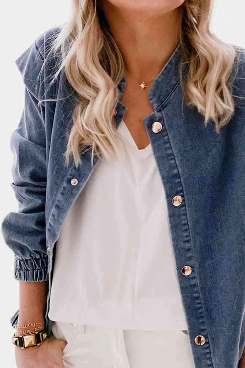 Women's Shoulder Detail Denim Button Down Shirt (S, M, XL, XXL Only)