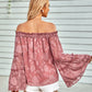 Women's Applique Flounce Sleeve Off-Shoulder Blouse