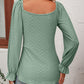 Women's Tie Front V-Neck Puff Sleeve Blouse