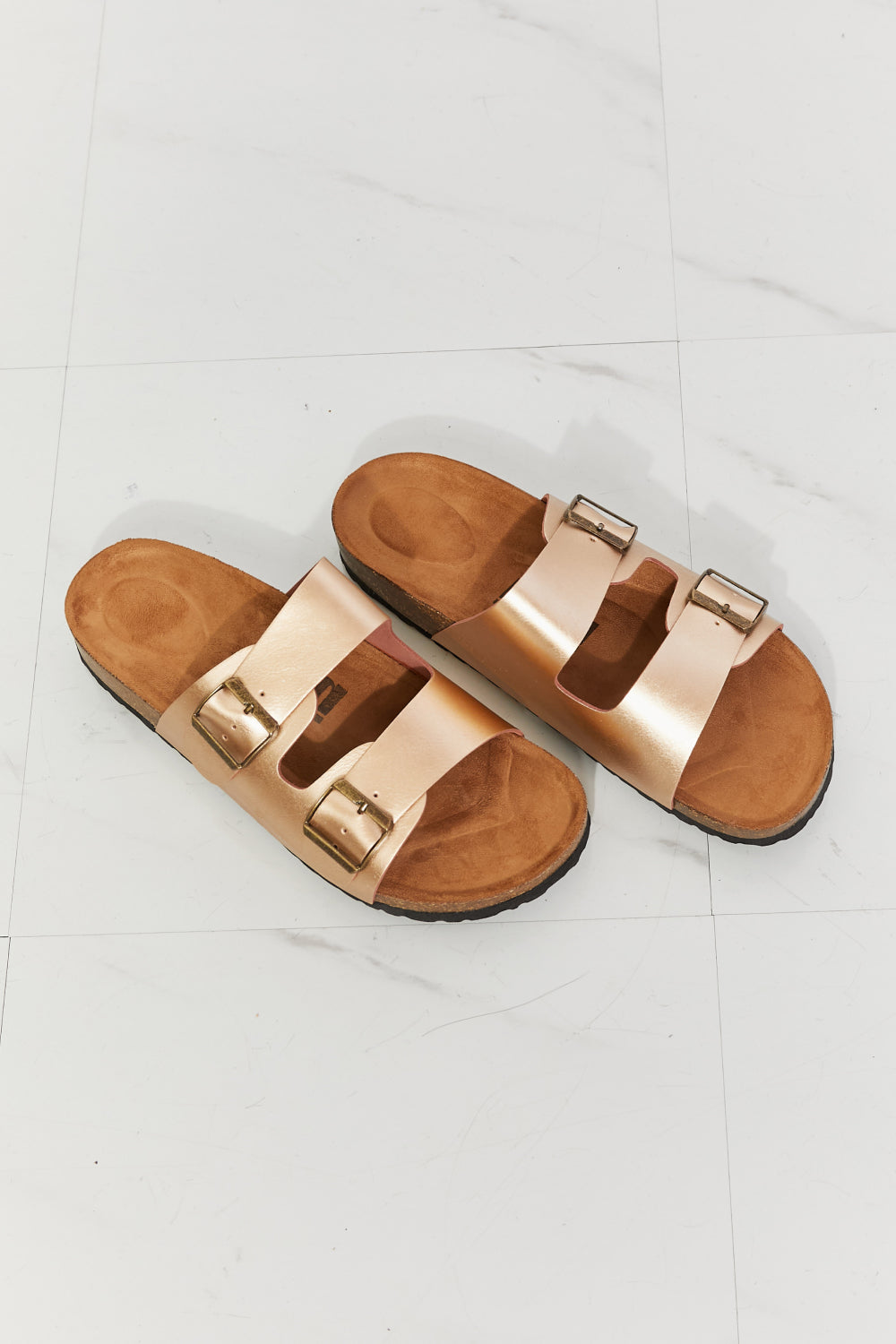 Women's MM Shoes Best Life Double-Banded Slide Sandal in Gold