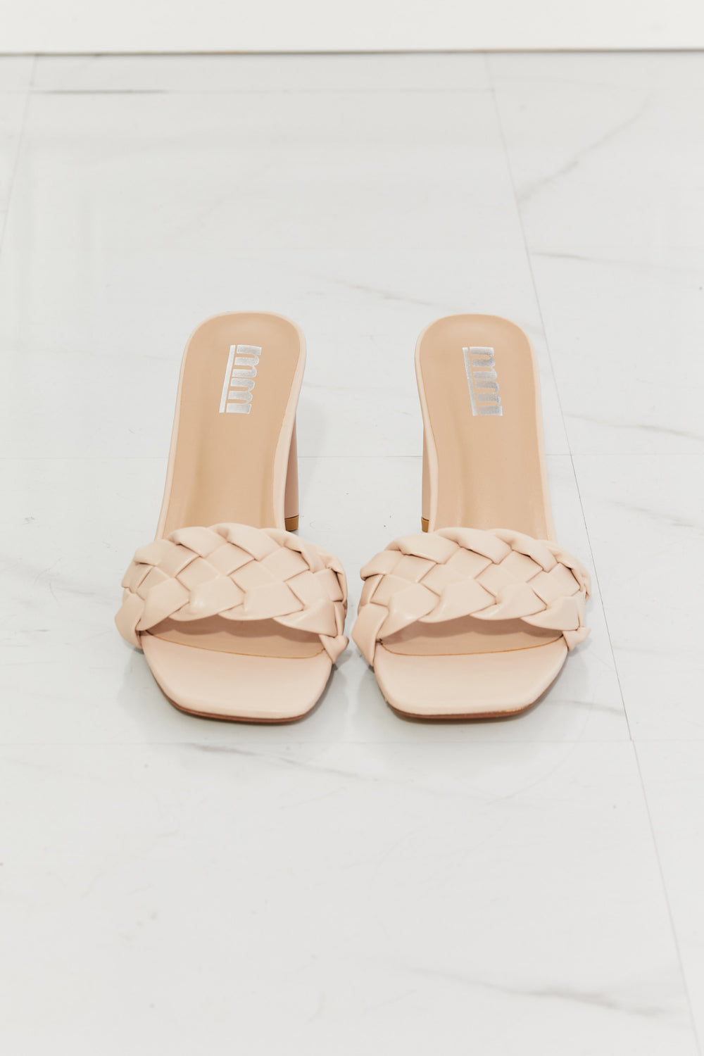 Women's MM Shoes Top of the World Braided Block Heel Sandals in Beige