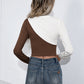 Women's Cropped Contrast Color Round Neck Short Sleeve Tee