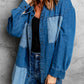 Women's Color Block Snap Denim Jacket