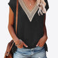Women's Eyelet Contrast V-Neck Tee
