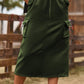 Women's Drawstring Waist Slit Denim Jean Skirt