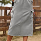 Women's Drawstring Waist Slit Denim Jean Skirt