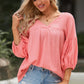 Women's Dropped Shoulder V-Neck Blouse